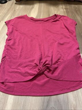 Freely Girls Pink Knot-Front Cap Sleeve Top - size youth large